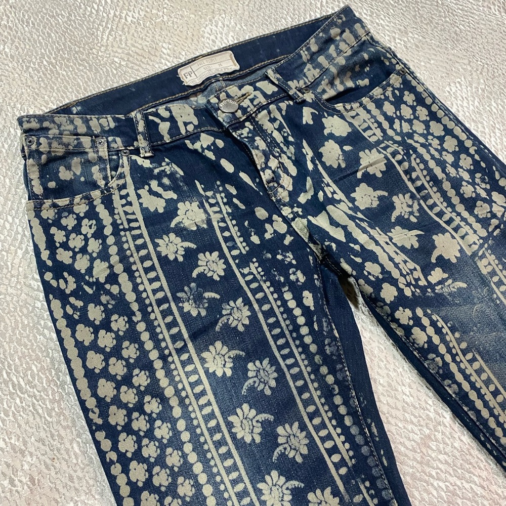 Free People Floral Bell Bottom Jeans - Picture 4 of 8